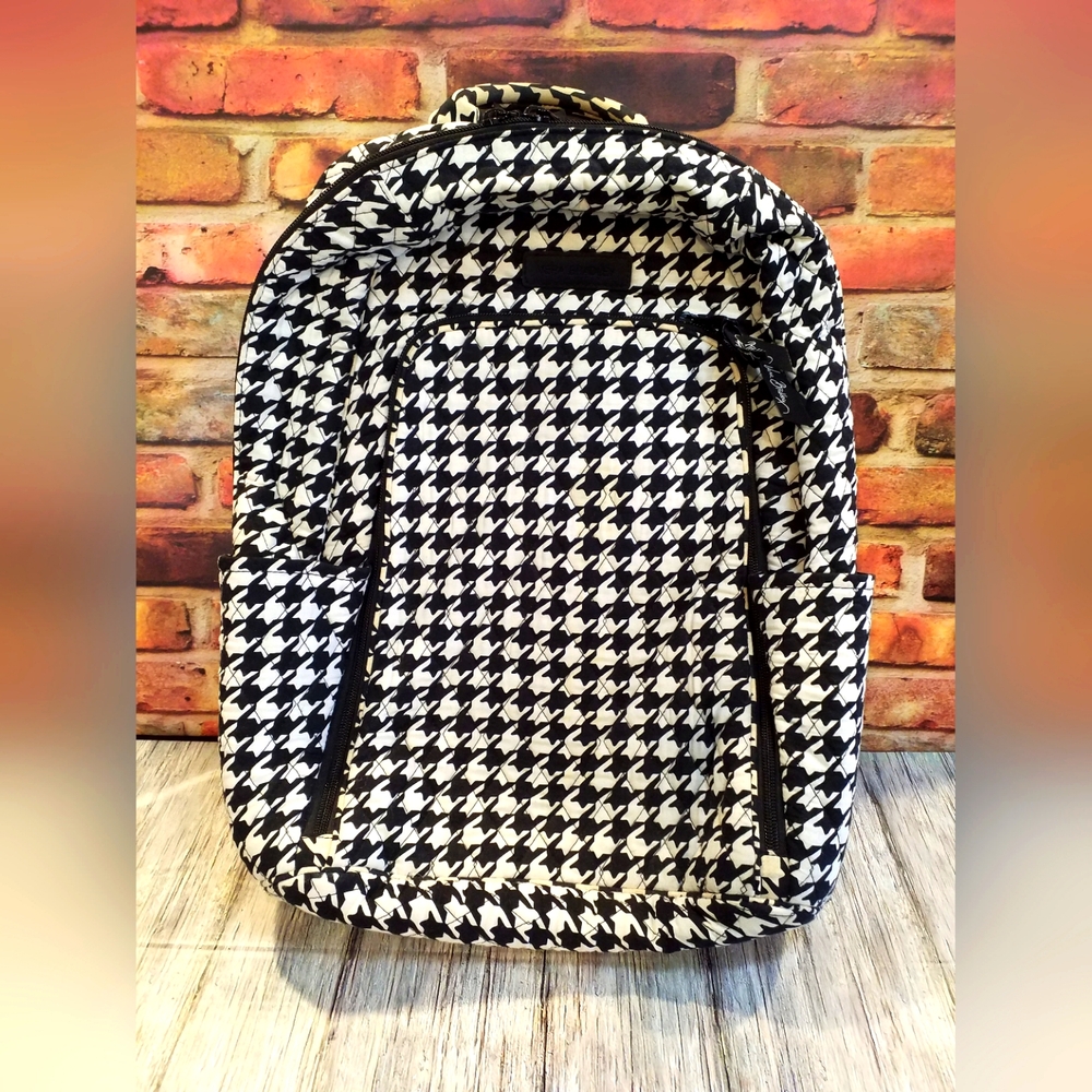 Vera Bradley Black and White Houndstooth Large Backpack